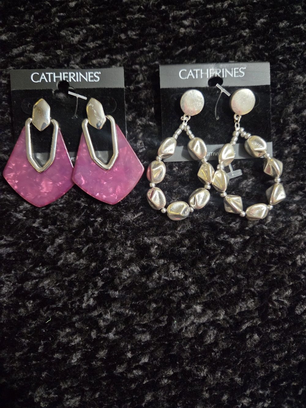 Catherines Pink and Silver Mixed Drop Earring Duo